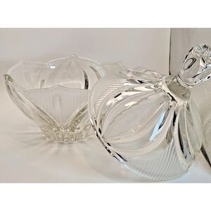 Crystal Clear/frosted Crystal‎ Novellette II Pattern Lead Crystal Candy Dish 9"